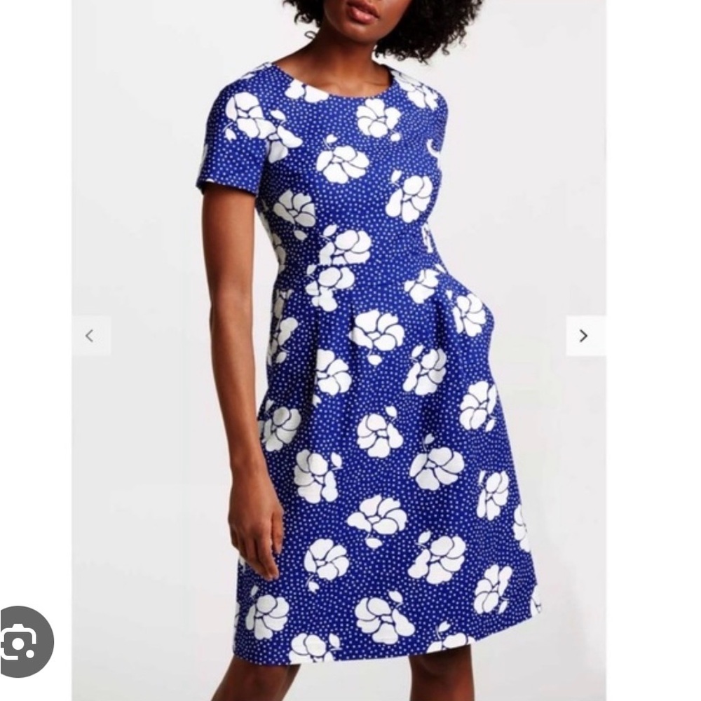 Boden Blue and White Floral Midi Dress